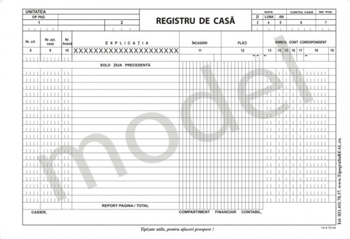 Registru de casă, hârtie autocopiativă, A4, 2 exemplare/set, 50 seturi, 100 file, coperta DCL
