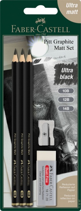 Set 3 buc creion grafit mat Pitt Faber-castell, 10b, 12b, 14b