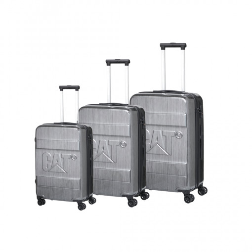 Set 3 trollere CATERPILLAR Cargo Cat-D 2.0 Nested (20/24/28 inch) - material ABS - gri lucios
