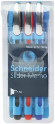 Set pixuri fără mecanism Schneider Slider Memo XB, rubber grip, accesorii metalice, 3 culori/set - (N, R, A)