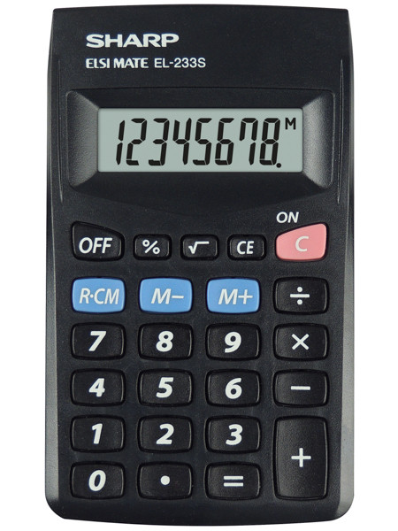 Calculator de buzunar, 8 digits, 103 x 60 x 8 mm, SHARP EL-233SBBK - negru