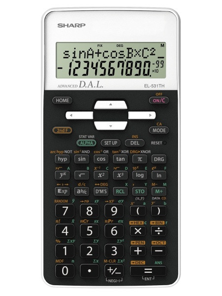 Calculator stiintific, 10 digits, 273 functii, 161x80x15mm, dual power, SHARP EL-531THWH-negru/alb