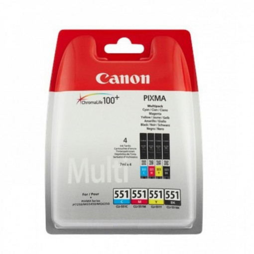Cartus cerneala Canon CLI-551MULTI, multipack (cyan,magenta,yellow ,black), pentru Canon Pixma IP7250,