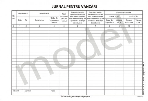 Jurnal pentru vânzări offset A4, 55 g/mp, 100 file NI