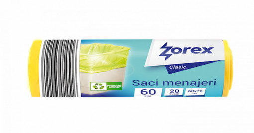 Saci menajeri Zorex Clasic, 60L, galben, 20 buc/rola