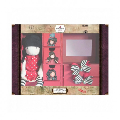 Santoro Gorjuss Caseta cutie bijuterii 6 sertare+papausa+accesorii par New Hights 38 cm