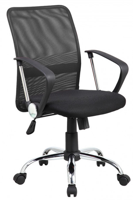 Scaun de birou, brate plastic, rotile, mesh textil/stofa, Office Products Lipsi - negru