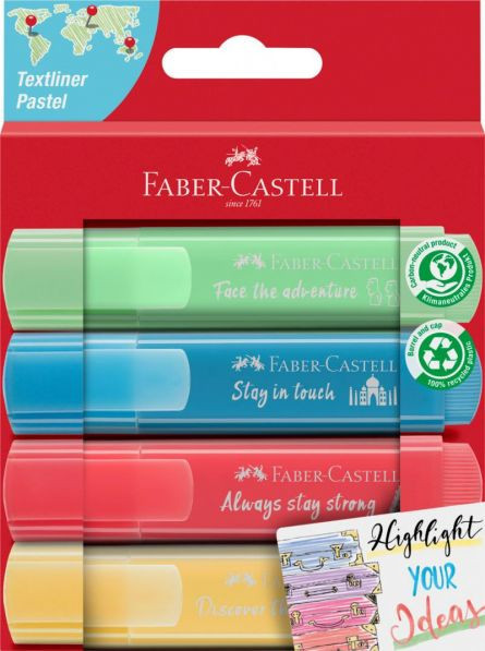 Textmarker set 4 pastel cutie carton Faber-Castell