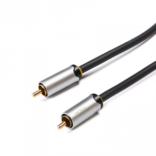 Cablu audio-video Serioux Premium Gold, RCA tata - RCA tata, conductori 99.99% cupru fara oxigen, mufe