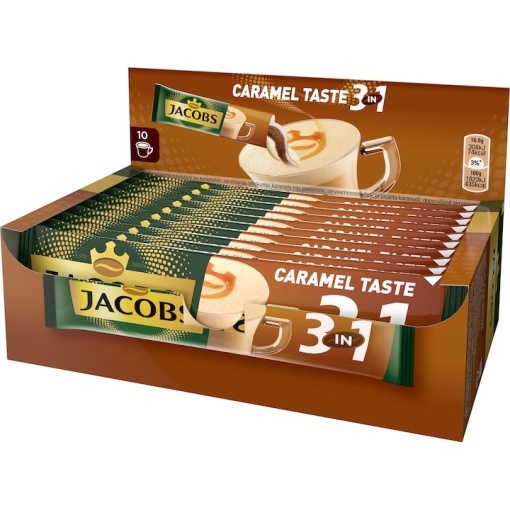 Cafea Jacobs 3 in 1 Caramel, 11.2 g x 24 plicuri