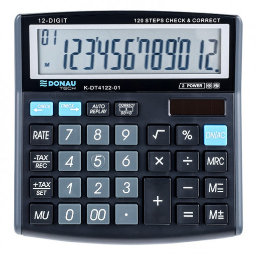 Calculator de birou, 12 digits, Donau Tech DT4122 - negru