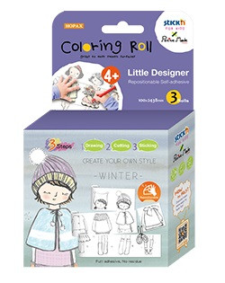 Cutie creativa cu role pentru colorat, 3 buc/set, Stick"n Little Designer - iarna
