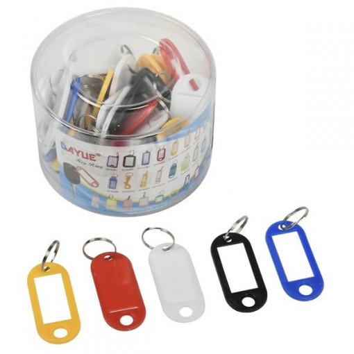 Etichete pentru chei Office Cover 1001, plastic, diverse culori, set 50 buc