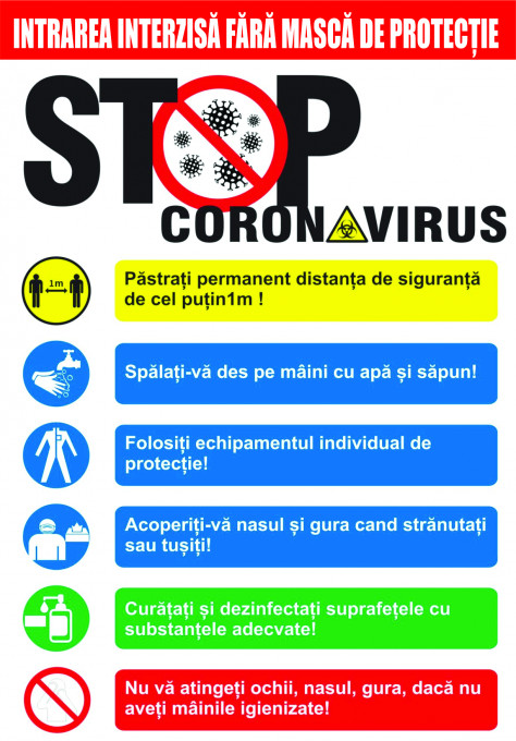 Indicator semnalizare A3 "Stop Coronavirus"