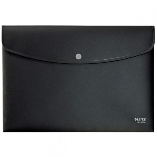 Mapa plastic cu capse Leitz Recycle A4 CO₂ neutru 80% reciclat negru