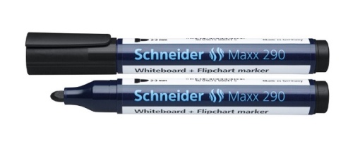 Marker pentru tabla de scris+flipchart Schneider Maxx 290, vârf rotund 2-3mm - negru