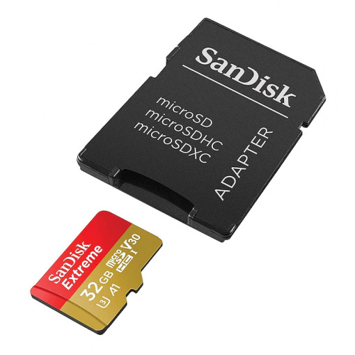 Micro Secure Digital Card SanDisk Extreme, 128GB, Clasa 10, R/W speed: up to 100MB/s/, 90MB/s, include