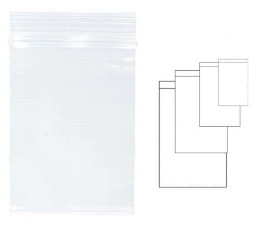 Pungi plastic cu fermoar pentru sigilare, 40 x 60 mm, 100 buc/set, KANGARO - transparente