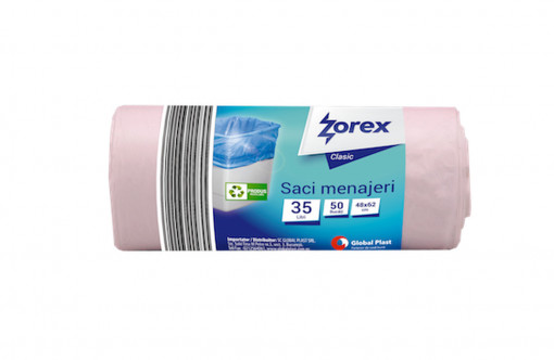 Saci menajeri Zorex Clasic, 35L, alb, 50 buc/rola