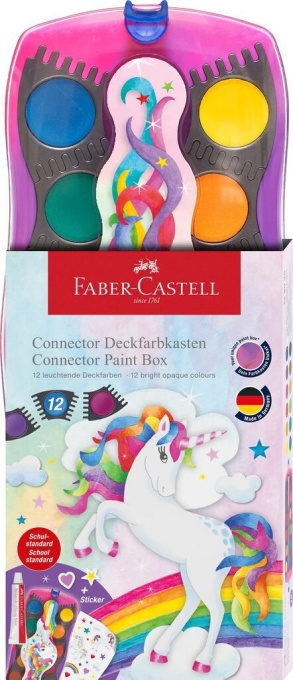 Acuarele Faber-Castell Connector Unicorni 2025, 12 culori