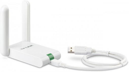 Adaptor wireless TP-Link, N300 HIGH GAIN, USB2.0, 2 antene fixe, Atheros, 2T2R, buton QSS, cablu extensie