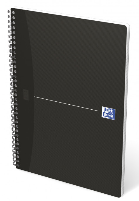 Caiet cu spirala A4, OXFORD Office Essentials, 90 file-90g/mp, Scribzee, 4 perf., dictando - negru