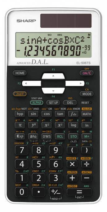 Calculator stiintific, 12 digits, 470 functii, 161x80x15 mm, dual power, SHARP EL-506TSWH - alb