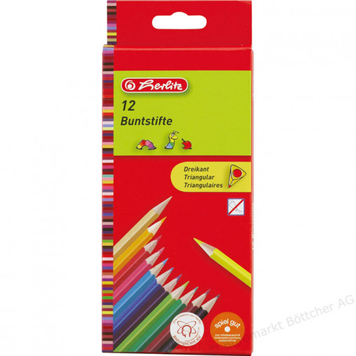 Creioane colorate triunghiulare 12 set, Herlitz