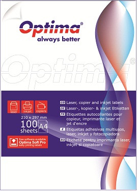 Etichete albe autoadezive 12/A4, 97 x 42,4 mm, 100 coli/top, Optima