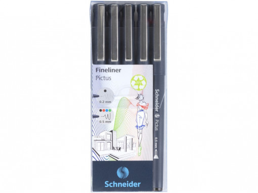 Fineliner Schneider Pictus 5 buc/portofel