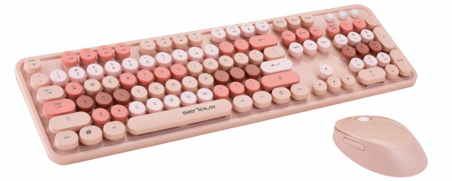 Kit tastatura + mouse Serioux Retro 9900BR, wireless 2.4GHz, US layout, multimedia, mouse optic 800-1600dpi,