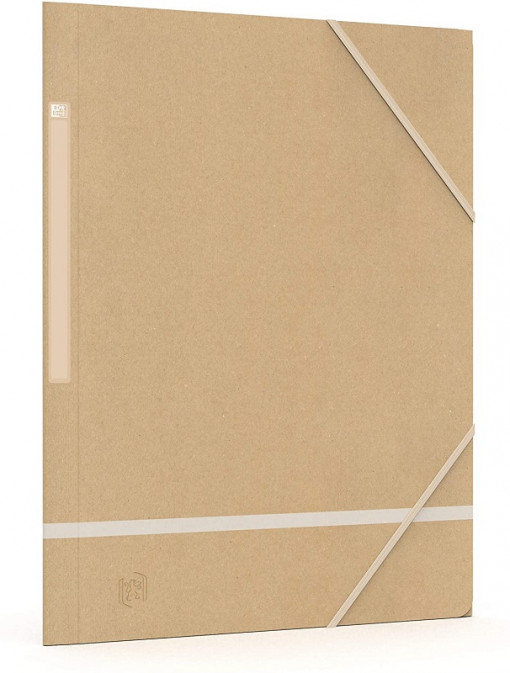 Mapa carton reciclat, cu elastic pe colturi, OXFORD Touareg - kraft/alb