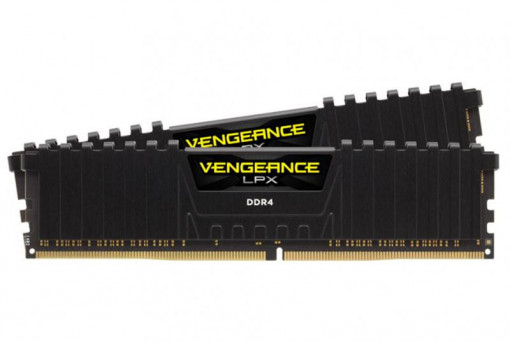 Memorie RAM Corsair, DIMM, DDR4 16GB, 2666MHz, Kit 2*8GB, CL16, 1.2V, XMP 2.0, Vengeance LPX, negru
