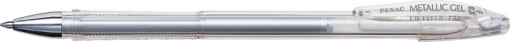 Pix cu gel PENAC FX-3 Metalic, 0.8mm, con metalic, corp transparent - scriere argintiu metalizat