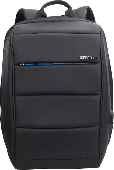 Rucsac Bestlife Travel Safe - negru/albastru - laptop 16 inch, charge pentru USB si TypeC conectori
