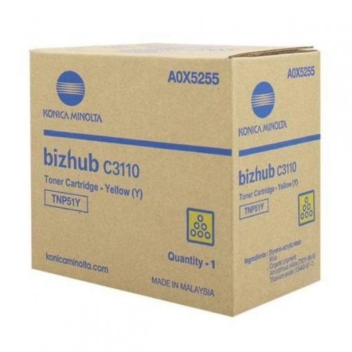 Toner Konica Minolta TNP51Y, A0X5255, Yellow, Original