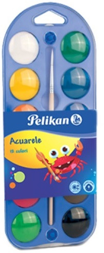 Acuarele pastile 12 culori + pensulă, Pelikan