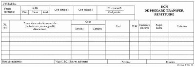Bon predare, transfer, restituire, hârtie autocopiativă, 1/2A4, 2 exemplare/set, 50 seturi, 100 file, coperta DCL
