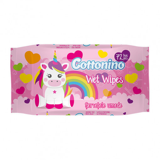 COTTONINO SERVETELE UMEDE UNICORN PINK 72 BUC