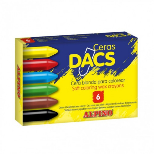 Creioane cerate soft, 6 culori/cutie, Dacs ALPINO