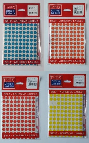 Etichete autoadezive color, D10 mm, 540 buc/set, Tanex