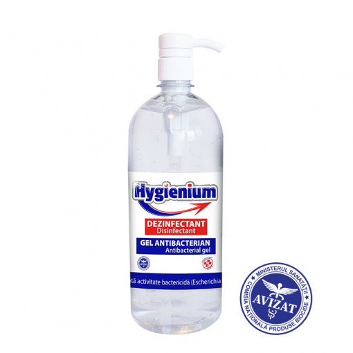 Gel Antibacterian Dezinfectant pentru maini Hygienium, 1000 ml (Avizat de Ministerul Sanatatii)