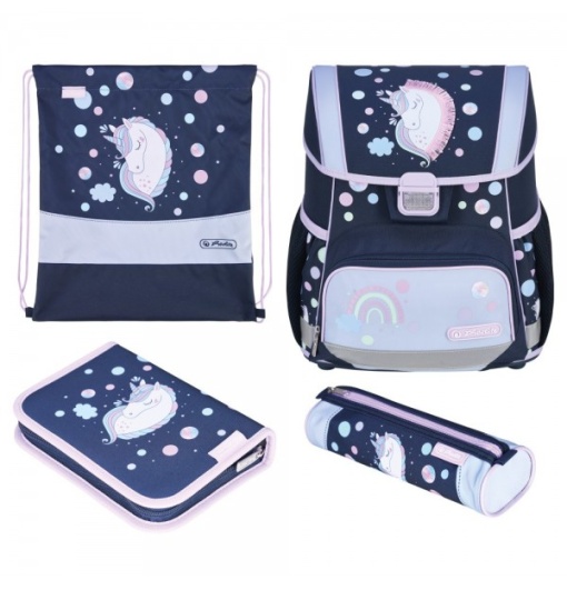 Ghiozdan fete echipat Herlitz Loop Plus, Motiv Unicorn Dreams