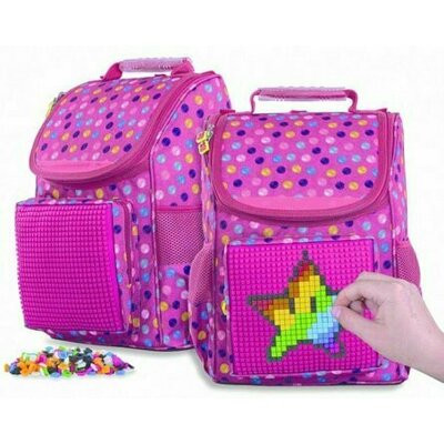 Ghiozdan Pixie Junior roz cu buline