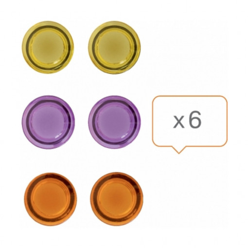 Magneți pentru table, diametru 30 mm, susțin 6 coli, 6 buc/set, diverse culori, NOBO
