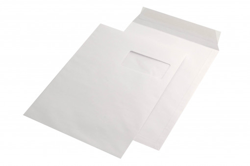 Plic C4 (229 x 324 mm), alb, lipire siliconică, 100 g/mp