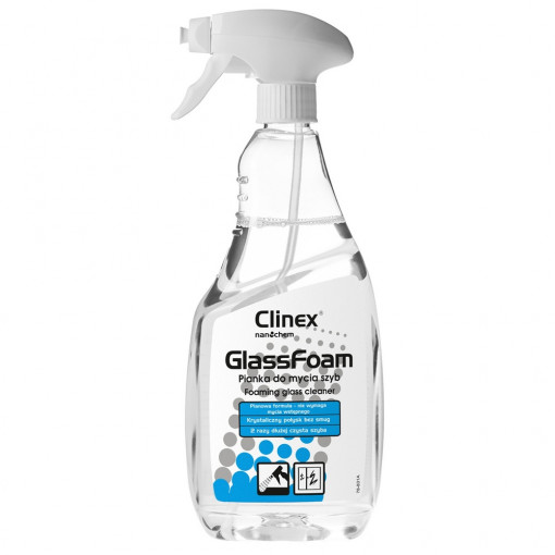 Spumă pentru curățare geamuri cu pulverizator Clinex Glass Foam, 650 ml