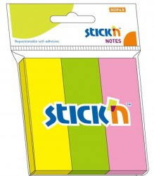Stick notes index 76 x 25 mm, 3 x 50 file/set, Stick"n - 3 culori neon