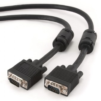 Cablu monitor vga, conectori dsub 15-pin tata-tata, dublu ecranat, lungime cablu: 1.8m, miez ferita, retail, negru, gembird (cc-ppvga-6b)