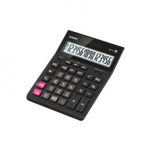 Calculator de birou Casio GR-16-W-EP, 16 digits, negru